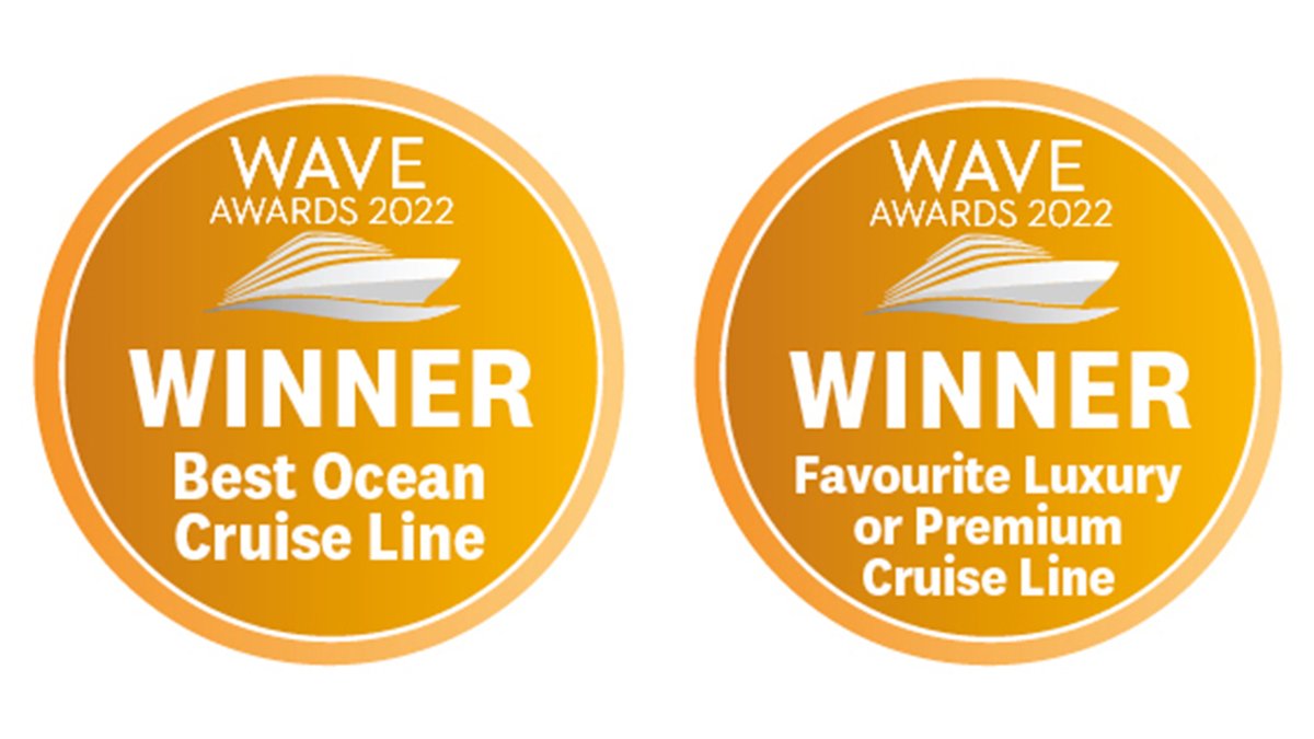 Exciting news! 🎉 We're delighted to share with you that we won two fantastic awards; Favourite Luxury or Premium Cruise Line and Best Ocean Cruise Line🏆 at The Wave Awards. Thank you for all your votes. <a href="/thewaveawards/">The Wave Awards</a> <a href="/WorldofCruising/">World of Cruising</a>