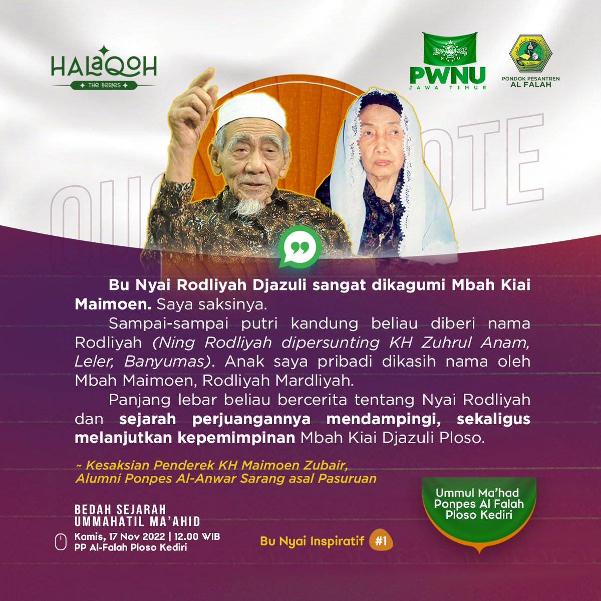 Perempuan NU dan Pesantren

#BuNyaiInspiratif
#JatimBersholawat

@cakimiNow
<a href="/halimiskandarnu/">ABDUL HALIM ISKANDAR</a>
@DPWPKBJatim
<a href="/Ari_Asharie/">ArieAshari</a>
<a href="/Mift4hulMunir/">Miftahul Munir</a>