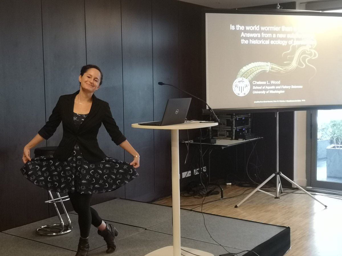 DavidWThieltges's tweet photo. @DrChelseaLWood now speaks on 'Is the world wormier than it used to be?' at @iseempd in La Rochelle. And of course she is dressed for the occasion (check out the prints on her dress!) https://t.co/M81TeyPQ3j