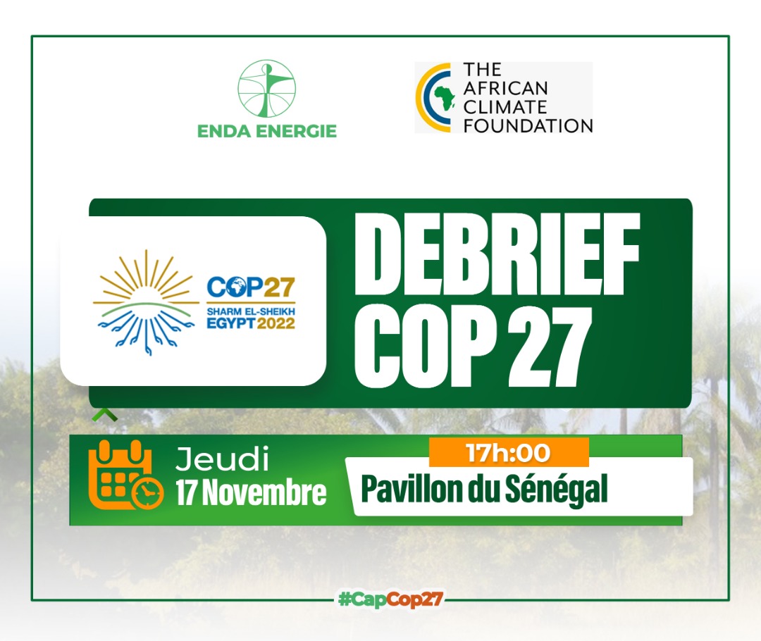 endaenergylinks's tweet photo. #CapCop27 #EndaCop27 #COP27
See you this Thursday at 5pm (Egypt) and 3pm (GMT) for a #DebriefOnLine of #Cop27 with our climate champions from 8 countries as part of the #CapCop27 initiative supported by @AfricanClimateF https://t.co/t6EFyZ5vq0