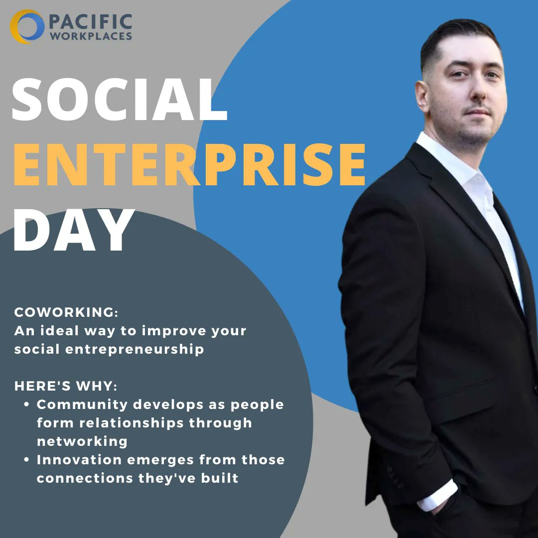 PacWorkplaces's tweet image. Social Enterprise Day falls on the third Thursday in November and is part of the Global Entrepreneurship Week. 

These specific organizations work to improve their social and work environment.  

#SocialEnterpriseDay #WeMakeWorkBetter #WeCare #Coworking