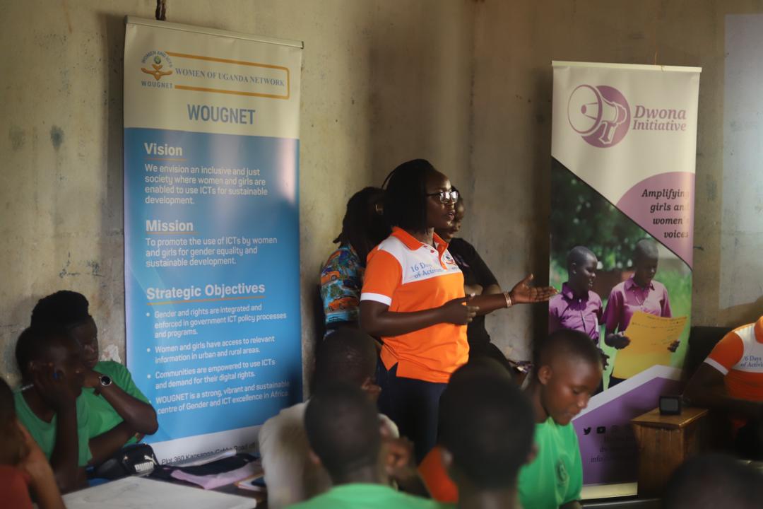 The #LetArtBeMyVoice campaign is on! We are at Tassaga Secondary School in Wakiso. 🧡🌍
Frame1: Our artist for the day, Burkirwa
Frame 2: The lead facilitator, <a href="/TRISHNYASUNA/">Patricia Nyasuna</a>  from <a href="/wougnet/">Women of Uganda Network</a> 
<a href="/stanbicug/">Stanbic Bank Uganda</a> <a href="/UWamboze/">Umar Trife Wamboze</a> <a href="/misszaza_zaza/">High-Impact girl</a> <a href="/AloikinOpoloje/">Aloikin Praise Opoloje</a>