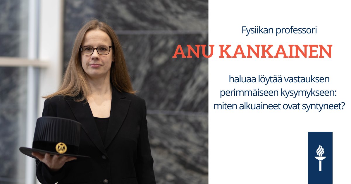 Miten alkuaineet ovat syntyneet? Tähän kysymykseen vastausta etsii fysiikan laitoksen uusin professorimme Anu Kankainen. Tutkimuksessaan hän on hyödyntänyt <a href="/jyflacclab/">JYFL Accelerator Laboratory</a>'n tutkimusinfrastruktuuria, joka mahdollistaa kansainvälisen tason korkealaatuiset mittaukset. Onnea Anu!