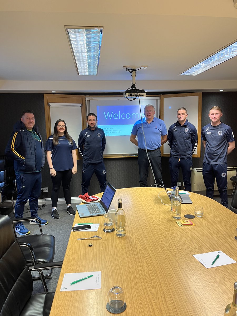 GaelicGamesGB's tweet photo. All set for two days of staff in-service in Birmingham with our CDAs - Ailish, Dermot, Ronan, Niall &amp; Cormac. Eugene Young from our twinning partner @UlsterGAA kicking things off with a Team Building/Leadership workshop @officialgaa @learninggaa @bpcgaa https://t.co/eY6aFERDGL