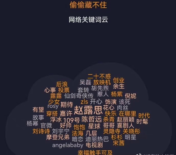 “Hidden Love/偷偷藏不住” word cloud: #ZhaoLusi’s name is the biggest 

#Cdrama