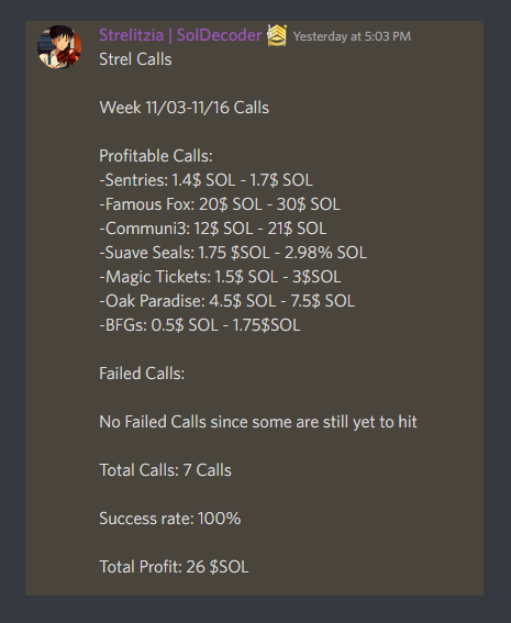 SOL_Decoder's tweet photo. 📈NFT market pumps 

👨‍🏫SOL Decoder alpha 

🫰 Up to 3,25x and 26 SOL profits possible with Strels calls last week
#C3D https://t.co/6OghnL8LJG