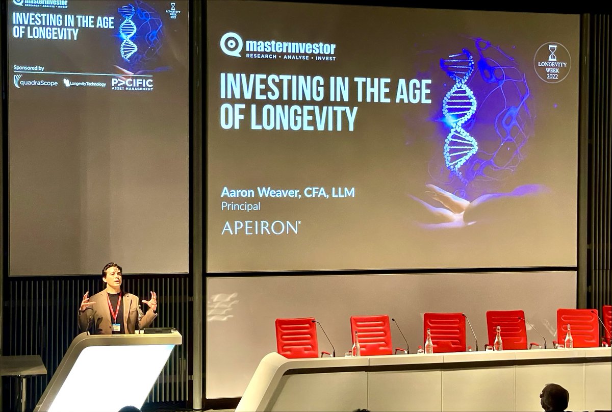 Inspiring introduction at @masterinvestor's “Investing in the age of #longevity” by @RealAaronWeaver. As we head toward new frontiers, novel #therapies are bringing radical change to the way we think about human #health and #aging. events.masterinvestor.co.uk/events/investi…