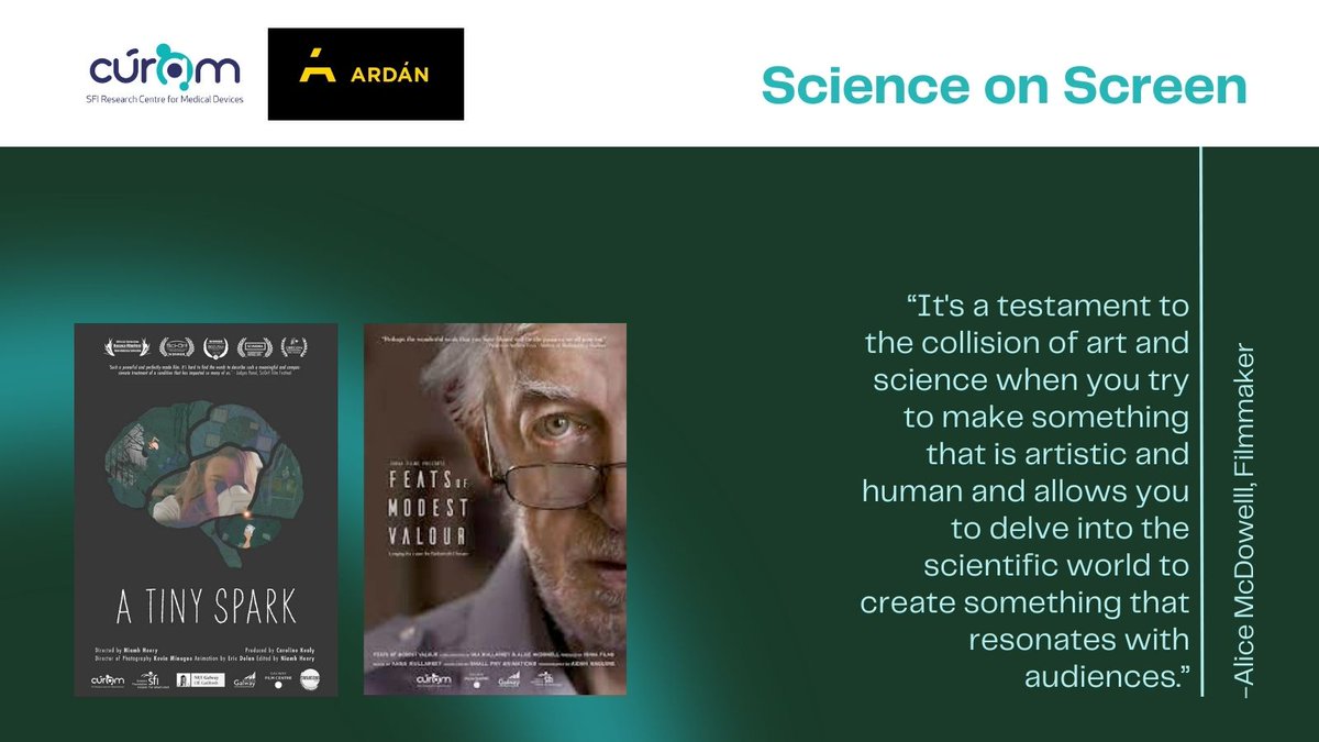CÚRAM (@curamdevices) on Twitter photo For our final #ScienceWeek share we have a real treat for you to watch over the weekend. Two of our <a href="/ScreenScience/">Science on Screen Ireland</a> documentaries are now available to watch online 📽️
<a href="/swansongfilm/">Swan Song</a> A Tiny Spark - vimeo.com/768173973
<a href="/IshkaFilms/">Ishka Films</a> Feats of Modest Valour - vimeo.com/768544078 For our final #ScienceWeek share we have a real treat for you to watch over the weekend. Two of our <a href="/ScreenScience/">Science on Screen Ireland</a> documentaries are now available to watch online 📽️
<a href="/swansongfilm/">Swan Song</a> A Tiny Spark - vimeo.com/768173973
<a href="/IshkaFilms/">Ishka Films</a> Feats of Modest Valour - vimeo.com/768544078