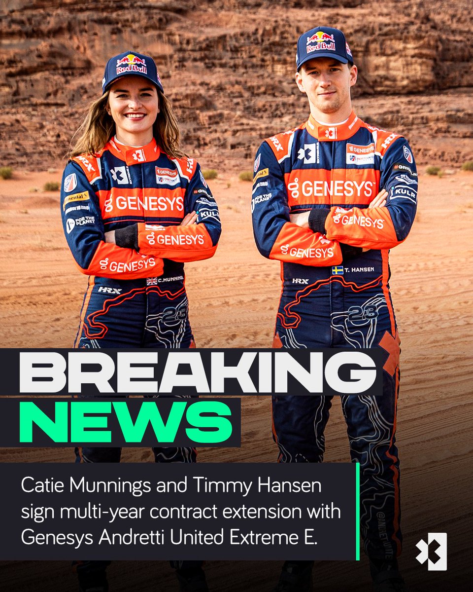 Extreme H (@extremehlive) on Twitter photo π¨ BREAKING NEWS π¨
<a href="/catierallye1/">Catie Munnings</a> and <a href="/Timmy_Hansen/">Timmy Hansen</a> will continue their partnership at @andrettiunited in Season 3! π
#ExtremeE π¨ BREAKING NEWS π¨
<a href="/catierallye1/">Catie Munnings</a> and <a href="/Timmy_Hansen/">Timmy Hansen</a> will continue their partnership at @andrettiunited in Season 3! π
#ExtremeE