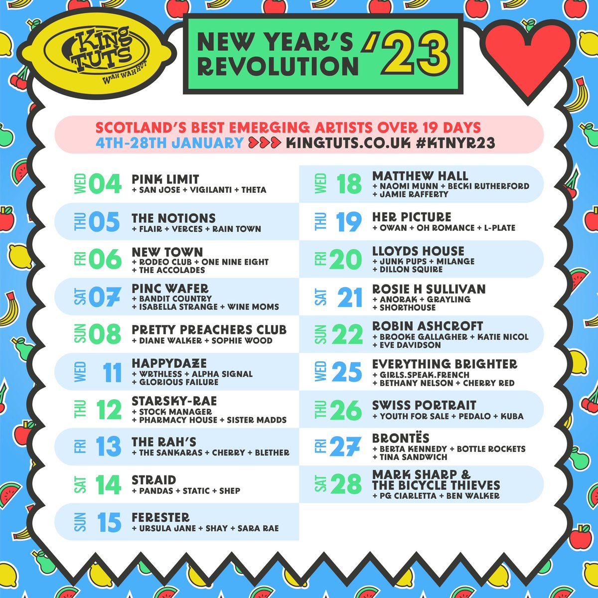 Absolutely buzzing to announce our Glasgow headline show at <a href="/kingtuts/">King Tut's Wah Wah Hut</a> on January 11th with support from <a href="/WRTHLESSmusic/">WRTHLESS</a>, <a href="/AlphaSignalBand/">Alpha Signal</a> and <a href="/gl0riousfailure/">GLORIOUS FAILURE</a> 

Tickets available at kingtuts.co.uk #KTNYR23