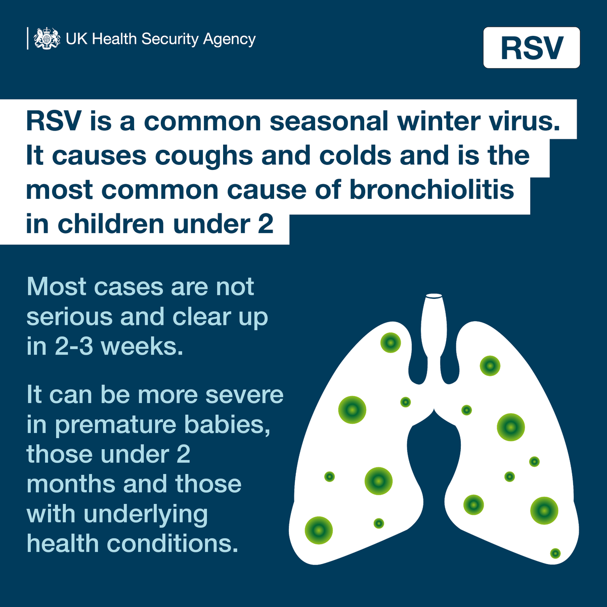 Respiratory Syncytial Virus (#RSV) is a common winter #virus and the most common cause of bronchiolitis in children under 2. Most cases are mild but in some children it can be more serious. 

Learn more about #bronchiolitis ➡ bit.ly/3gLumHt