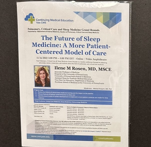 KaminskiMed's tweet photo. Is there a better place to learn sleep Medicine than @YalePCCSM ? Three great sleep talks on two days! And today this tour de force by Dr. Rosen continues!
#MedEd #SleepEd https://t.co/7RjZtDbVAu