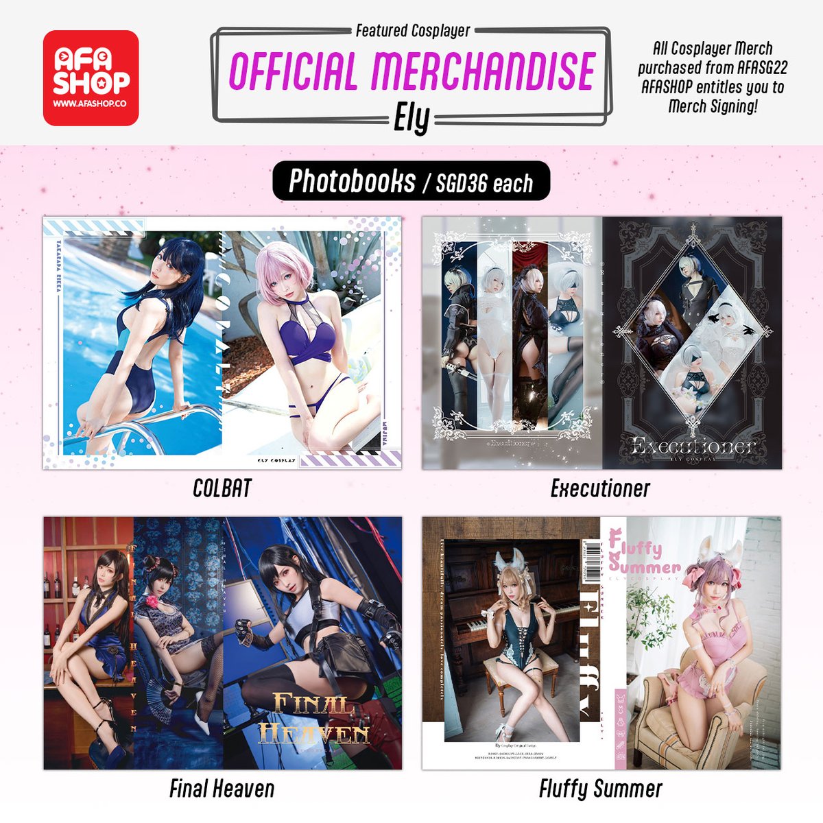 animefestasia's tweet photo. 🛍️ #AFASHOP Merchandise 🛍️
AFASHOP Merchandise List in #AFASG22 - Featured Cosplayer, @Ely_eee!
All featured cosplayer merchandise purchased from AFASHOP will be entitled to the respective cosplayer's Merch Signing session! https://t.co/b2hSsHQ2JT