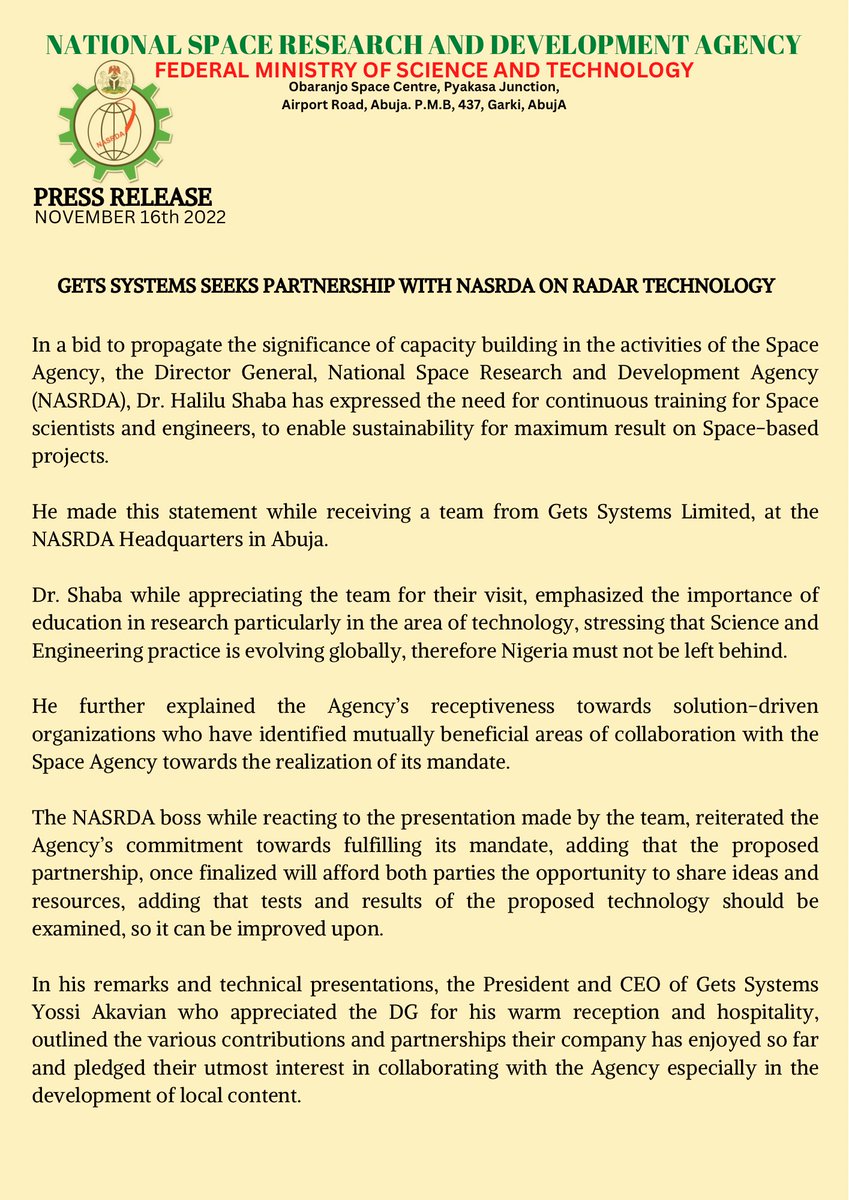 Media@NASRDA tweet media