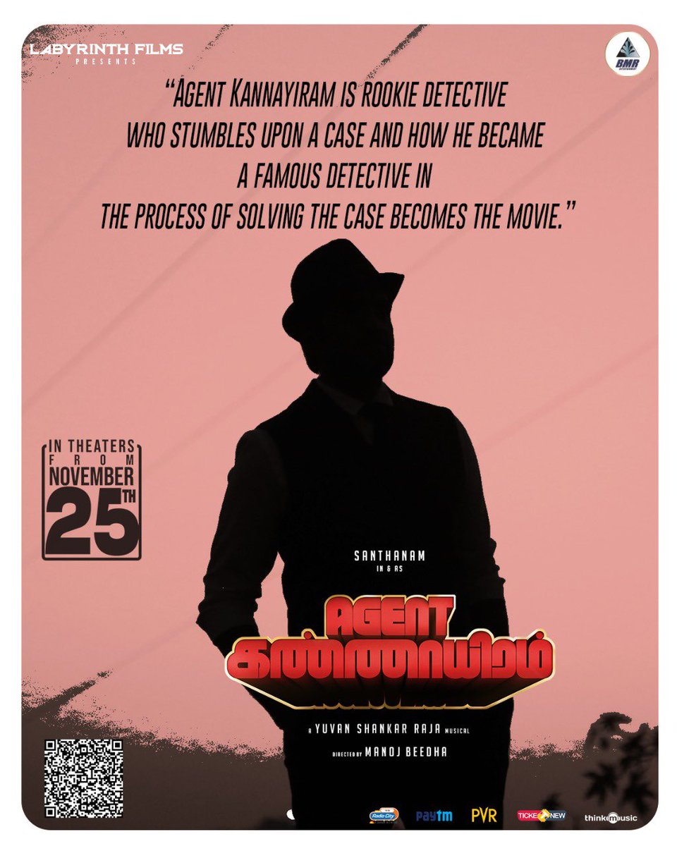 TamilCineXpress's tweet image. . @iamsanthanam as #AgentKannayiram - stumbles &amp;amp; prroves himself as an undisputed detective ! 

 In theatres from Nov 25th..

#AKArrivesin8Days

A @thisisysr Musical 
#AgentKannayiramFromNov25

@IRiyaSuman @VijaytvpugazhO @manojbeedha_dir @DoneChannel1 @thinkmusicindia
