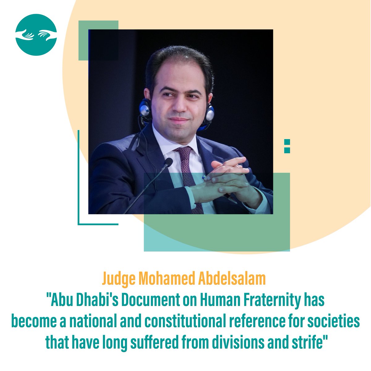 HumanFraternity's tweet photo. “Abu Dhabi's Document on Human Fraternity has become a national and constitutional reference for societies that have long suffered from divisions and strife”
Judge Mohamed Abdelsalam, Secretary-General of the Muslim Council of Elders
#HumanFraternity #bahraindialogueforum https://t.co/mJXaKX79Dh