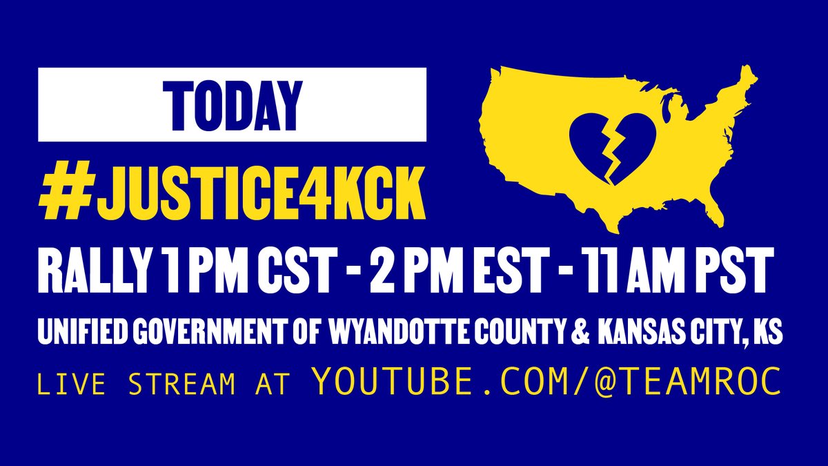 teamroc's tweet photo. Join us at 1 PM CST for the #Justice4KCK rally at the Unified Government of Wyandotte County & Kansas City, KS. Demand the @TheJusticeDept to hold Roger Golubski and the KCKPD accountable.
Watch the live stream at https://t.co/dXpDY5U5Yf. #KCKPDCorruption https://t.co/J5xx0M8V4B
