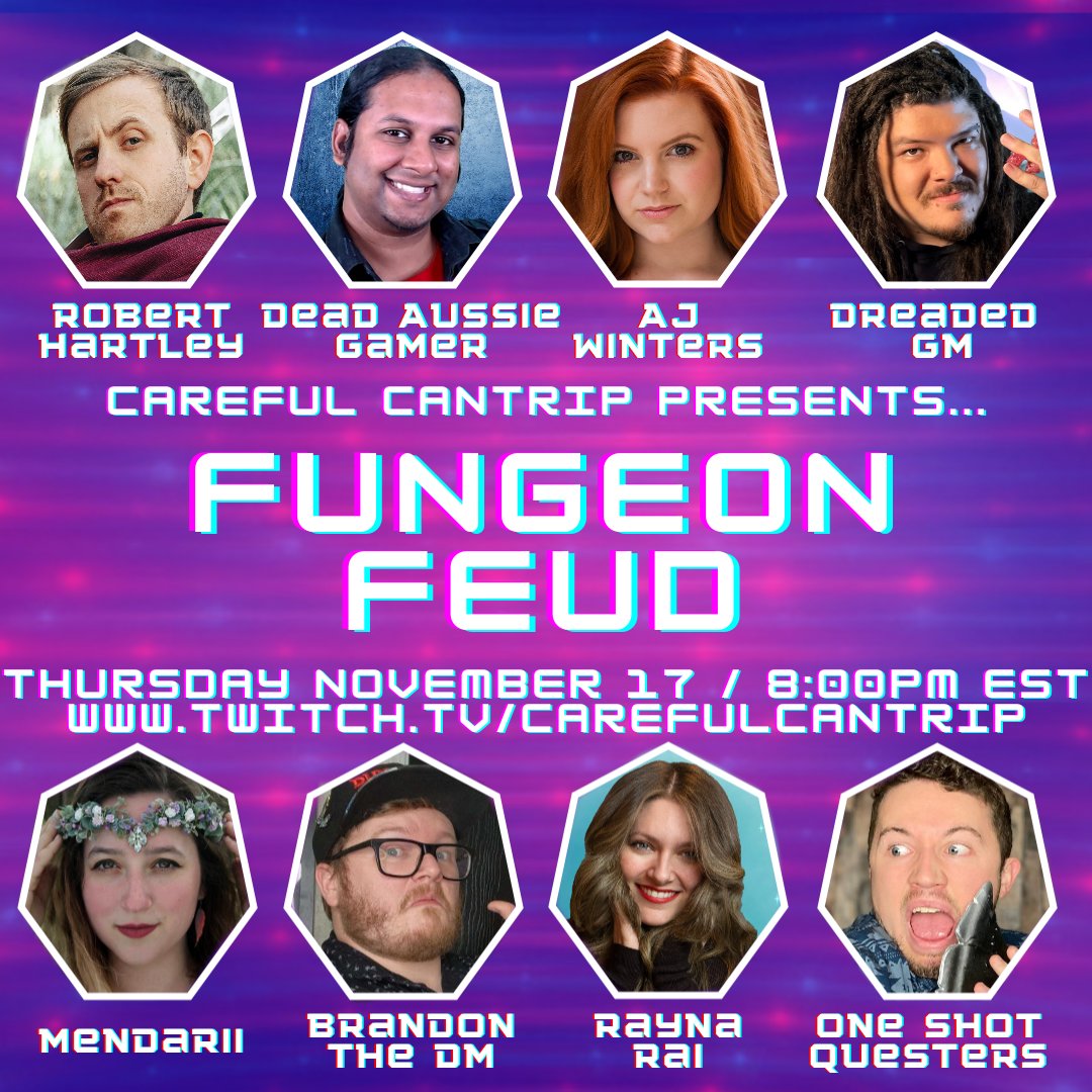 Less than 12 hours away before 2 teams enter the arena! The top #DnD gameshow of November 2021 returns with some new and some familiar faces, hosted by yours truly. Only happening on Twitch.tv/carefulcantrip!