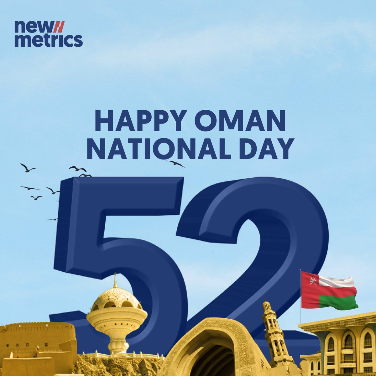 Happy #OmanNationalDay from the New Metrics Family!

We extend our sincere greetings to our clients and employees in Oman, and we wish you continued success on your journey toward prosperity.

#oman #nationalday #muscat #omannationalday52 #newmetrics