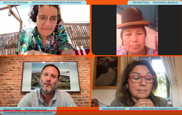cuida_destinos's tweet photo. Hermoso panel y hermosa conversasión. Gracias @carolamorgado @JannetPatzi @durrejoc @FundCosmos @RewildingChile https://t.co/YCIJGWiyoe