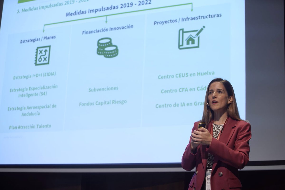 UniversidadAnd's tweet photo. 📢La @UniversidadAnd pretende reforzar la actividad emprendedora de base tecnológica en #Andalucía.

🗣️La directora general de Fomento de la #Innovación, @nievesvalenro, participa como ponente en la edición de #GeneraSur Summit.

➡️Infórmate: https://t.co/4Cc4PI9FXN https://t.co/vrhs8dmEhy