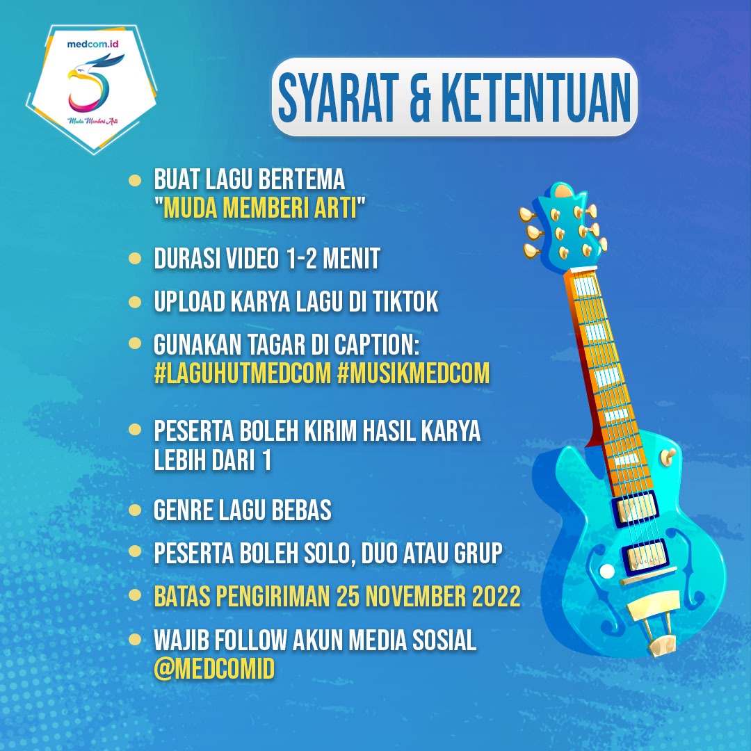 Prambors's tweet photo. Hai hai, siapa nih yang suka bikin lagu? Yuk ikutan kompetisi cipta lagu dengan tema "Muda Memberi Arti" dan menangkan hadiah senilai total Rp28 juta!
Info selengkapnya cek di media sosial @medcom_id ya!
#musikmedcom #MedcomHi5 #MudaMemberiArti #kompetisilagu https://t.co/zonNUJzz3r