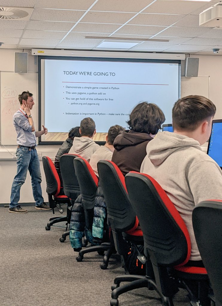 USW_SCL's tweet image. PyGame programming and escape rooms for @Computing_ACS students and @MrJJonesCS visiting Treforest today!