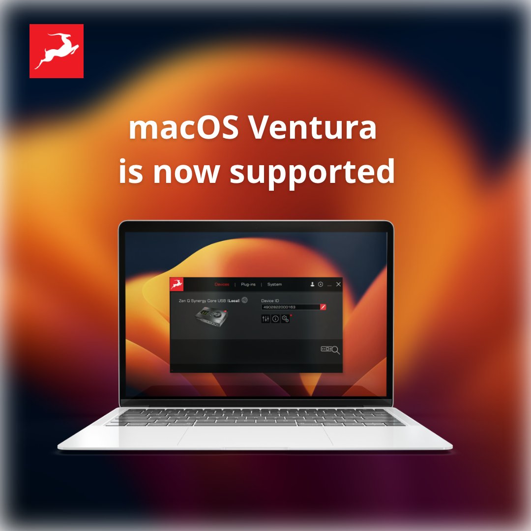 AntelopeAudio's tweet image. We are happy to inform you that our main software components are tested and verified as compatible with @Apple’s macOS Ventura. 

For additional compatibility information, please visit the support article: bit.ly/3EFG7sM