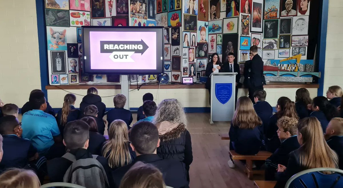 MaloneCollege's tweet image. As part of #antibullyingweek2022 our post 16 students created a presentation and held an assembly for our year 8 pupils. It was very informative and their message was clear #dontsufferinsilence  #reachout @niabf @ABAonline
