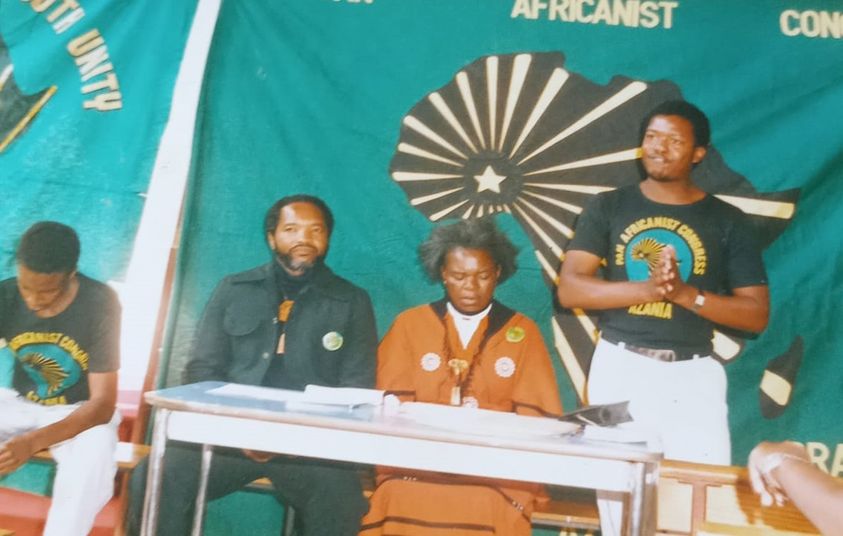 #TBT  This Thursday is dedicated to one of the living stalwarts of the PAC Mr. Mark Shinners
Shinners is one of very few, if not the only two activists to be sentenced to Robben Island not once, but twice in his lifetime. Pictured at an AZANYU/ PAC meeting in Soweto - late 1980s