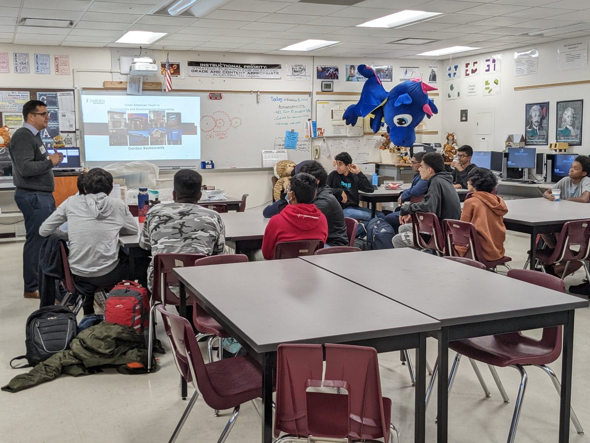 Bryan Valdez from <a href="/darden/">Darden Restaurants</a> restaurants has come to talk to Engineering students <a href="/MiddletonSTEM/">MiddletonHighSchool</a> about Environment Design factors in restaurant design for #greatamericanteachin
