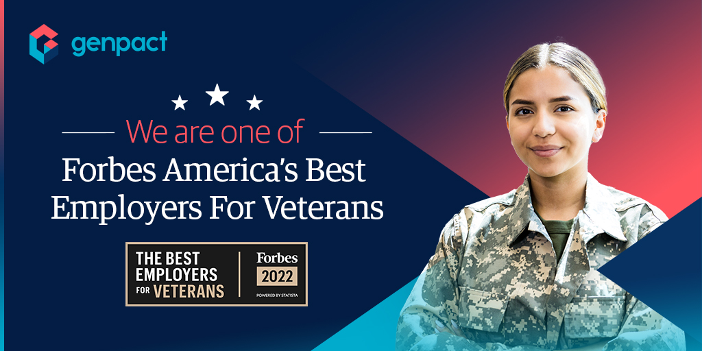 In our pursuit of a world that works better for everyone, we are honored to be recognized as one of America’s Best Employers for Veterans for the second time in a row by <a href="/Forbes/">Forbes</a>. ow.ly/T4TN50LFN63
#PursuitOfBetter #WeAreGenpact