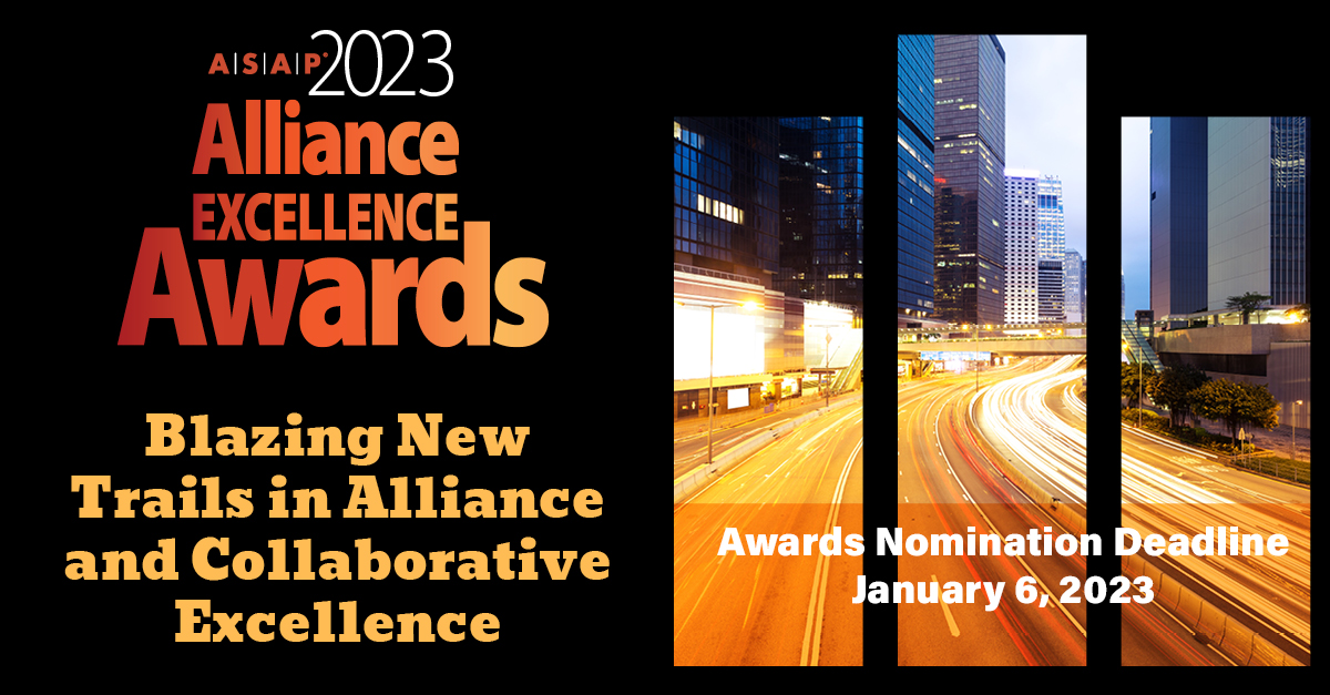 Do you have an innovative alliance in your portfolio? Here’s an opportunity to celebrate it! Submit a nomination by January 6th #asapallianceexcellenceawards #alliances
conta.cc/3hLQi5V
conta.cc/3EE5T0d