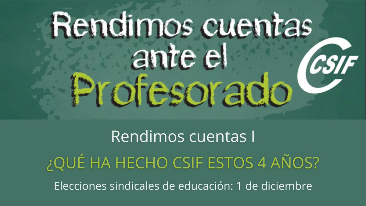 👩‍🏫👨‍🏫#CSIF rinde cuentas ante el profesorado ¿Qué hemos hecho en estos cuatro años?

🗳🗳Elecciones sindicales 1 de diciembre.Tu voto tiene la última palabra: VOTA CSIF.

📌 AQUÍ 👇👇 📲📲📲
csif.es/contenido/cast…