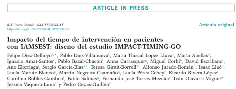 ResiSec's tweet photo. Cuando se unen @JovenesSec y @ResiSec salen cosas 🔝🔝🙌
El mejor ejemplo 🙇♀️
Registro IMPACT TIMING GO
🏥 24 centros
🫀SCASEST
⏰ Impacto del TIMING y manejo inicial en la evolución
Ya publicado el diseño en REC Interventional Cardiology https://t.co/0nXRUqfqNN https://t.co/lRZU6LGZmn