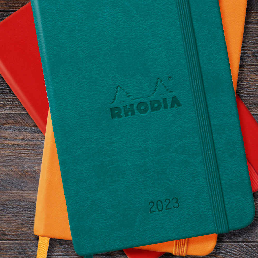 A Rhodia year diary and planner, your perfect companion for 2023.

Available in a range of 8 colours