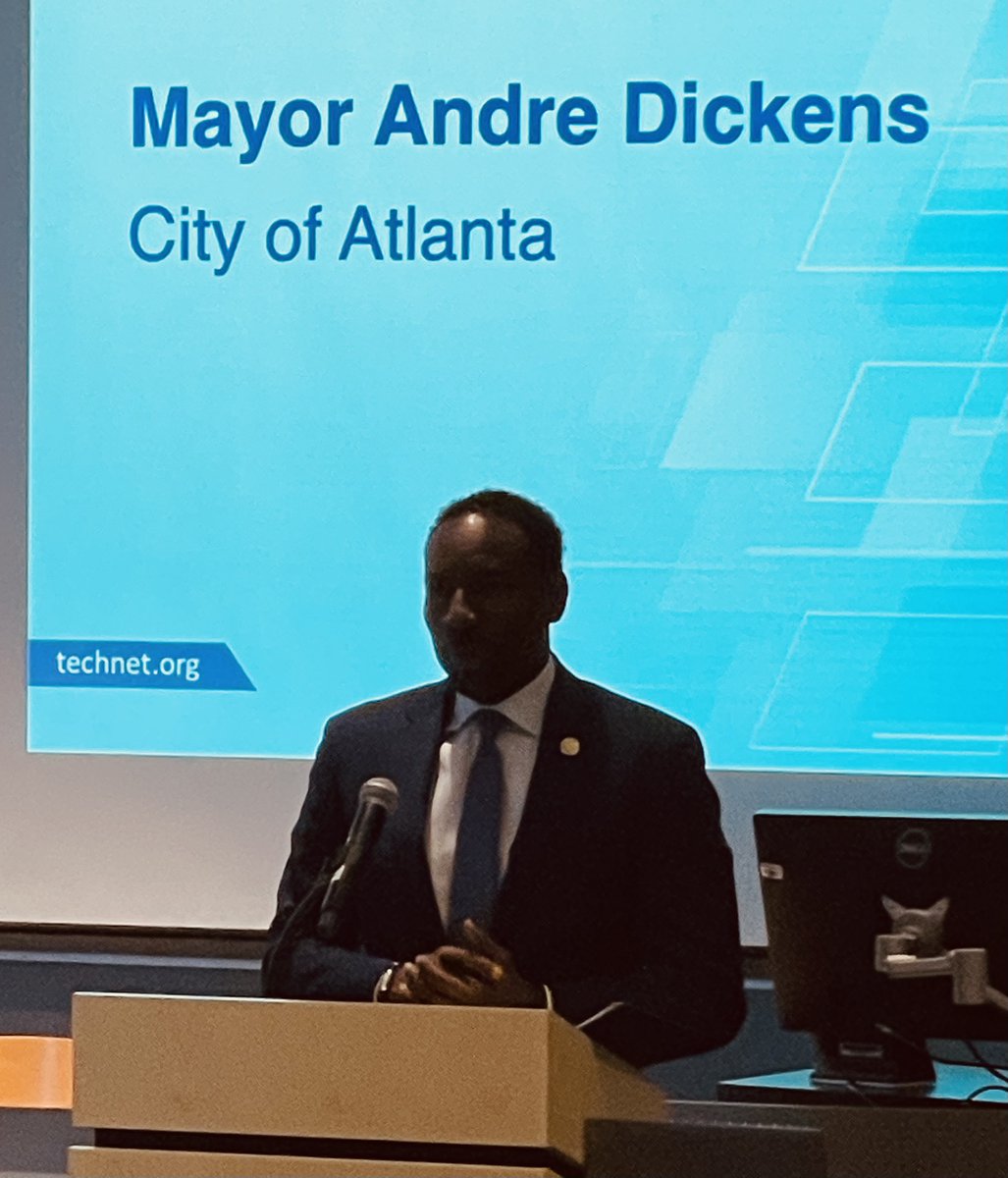TechNetUpdate's tweet photo. Atlanta is an emerging hub for tech talent and innovation. Thank you to Atlanta Mayor @andreforatlanta for helping kick off #TechNetSPC22 and sharing how important tech is to the city’s economy. https://t.co/HrssVrpvxE
