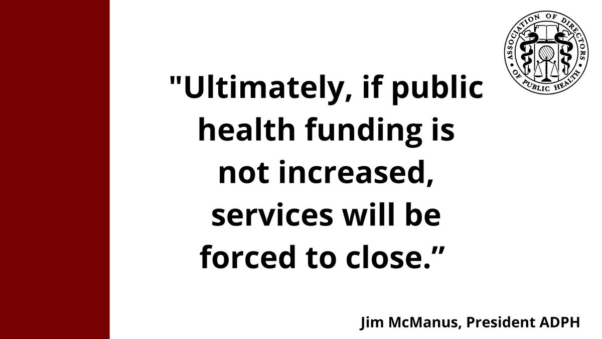 Association of Directors of Public Health (ADPH) (@adphuk) on Twitter photo We welcome the additional investment in the NHS, social care and schools BUT investment in public health is also a vitally important component in improving the nation’s health. 🧵
Read our full response bit.ly/FundingNov22
#AutumnStatement <a href="/Jeremy_Hunt/">Sir Jeremy Hunt MP</a> We welcome the additional investment in the NHS, social care and schools BUT investment in public health is also a vitally important component in improving the nation’s health. 🧵
Read our full response bit.ly/FundingNov22
#AutumnStatement <a href="/Jeremy_Hunt/">Sir Jeremy Hunt MP</a>