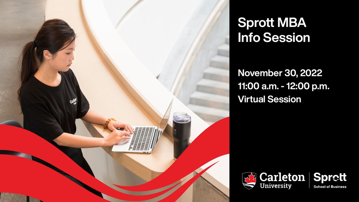 Do you have questions about the Sprott #MBA program or admission requirements? Join us virtually on November 30 at 11 am EST and learn more about our 16-month, full-time, Weekday MBA program with Internship! Register now: sprott.carleton.ca/event/mba-info…