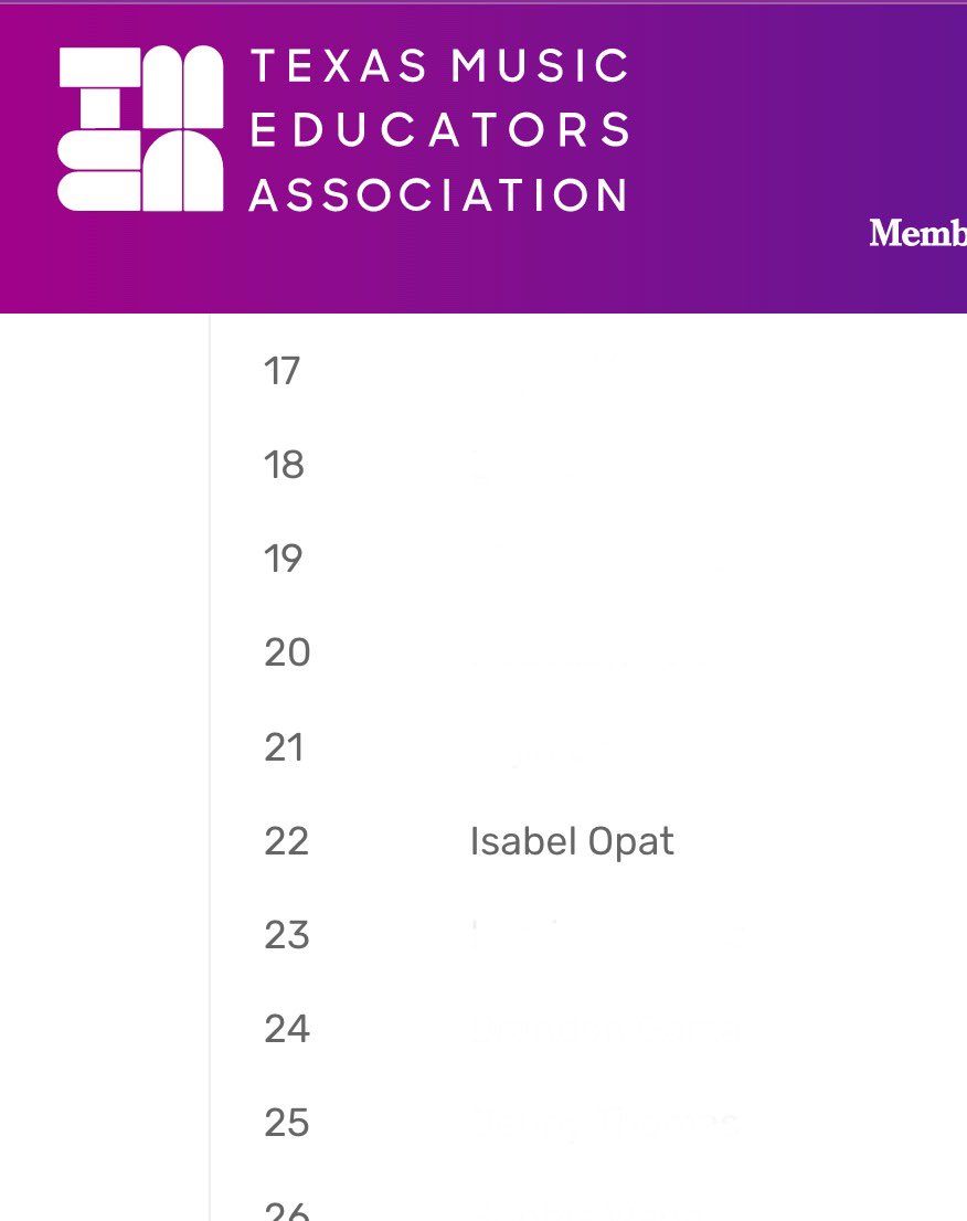 isabelopat's tweet image. TMEA All State Orchestra for the second year in a row! Ranked number 22 in the state, placing me in the Symphony Orchestra (the highest of three orchestras). I will be attending the TMEA Convention in February 2023!