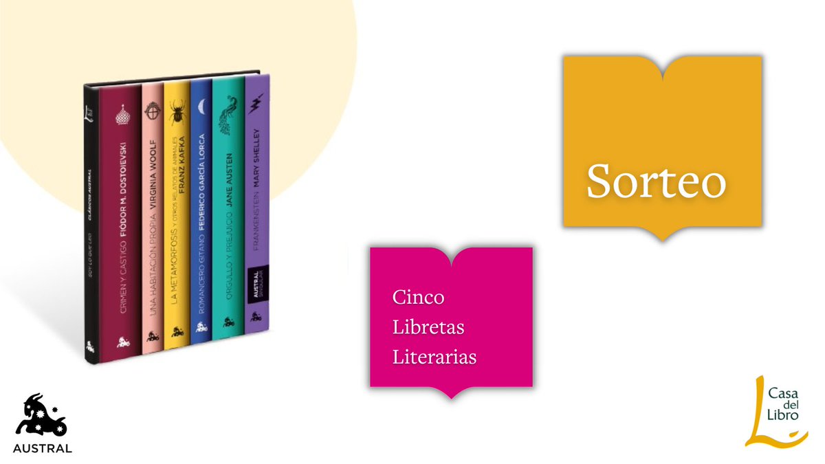 casadellibro's tweet photo. 📚SORTEO📚
Sorteamos cinco libretas literarias de los clásicos de @Austral_ed. ¡Participa!
1️⃣ Síguenos
2️⃣ RT
BBLL: https://t.co/BOhtzt3jIX
@Planetadelibros https://t.co/PnVYdXcglQ