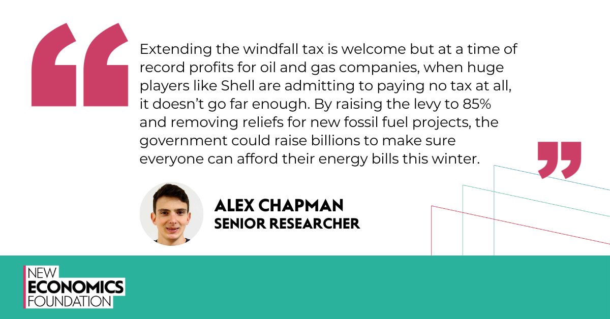 “Extending the windfall tax is welcome but at a time of record profits for oil and gas companies, when huge players like Shell are admitting to paying no tax at all, it doesn't go far enough.” - @chappersmk #AutumnStatement 5/5