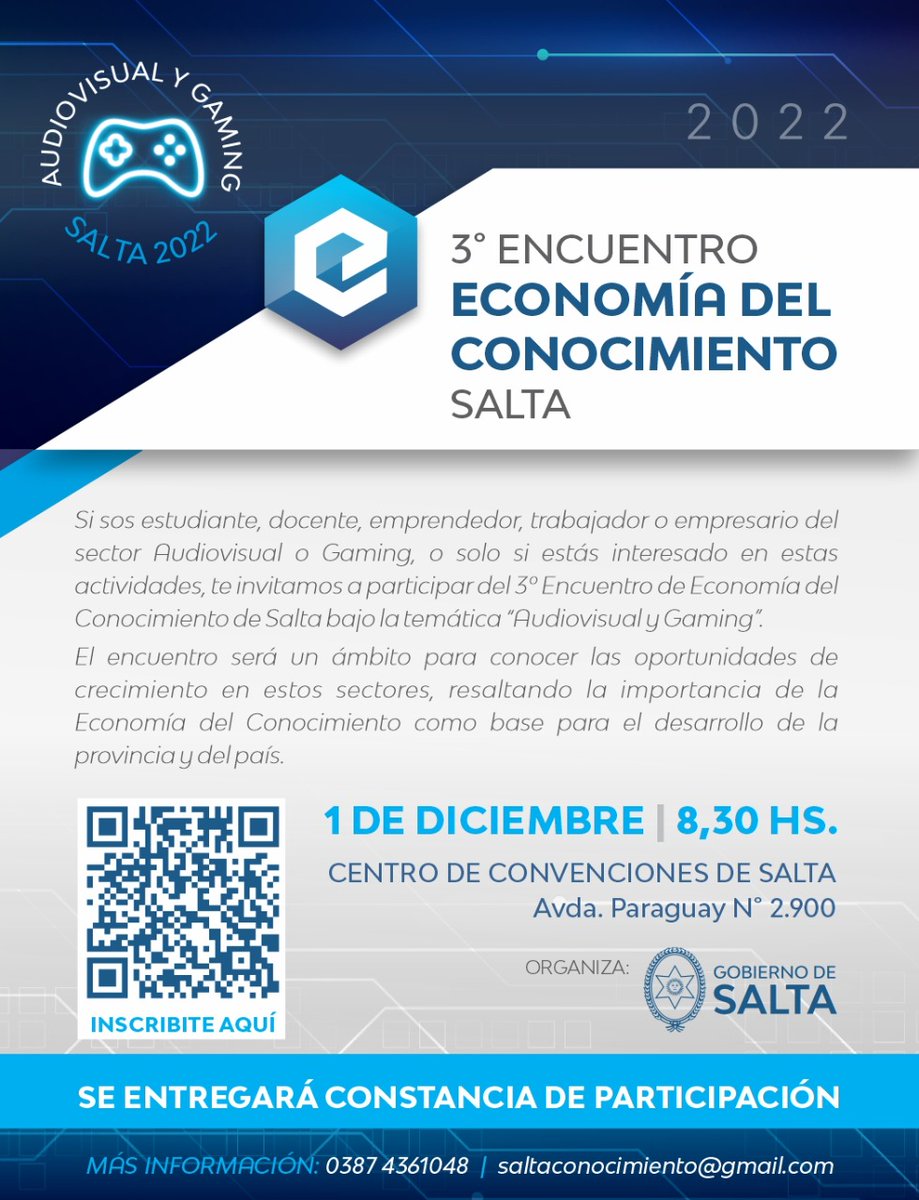 📢 Muy pronto llega el 3º Encuentro de Economía del Conocimiento 

🌐 Podés inscribirte ingresando en 👉 tinyurl.com/26uyl2oz