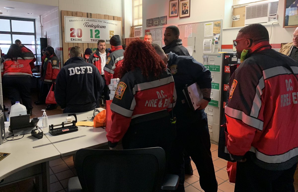 dcfireems's tweet image. Members of our Fire Prevention Division gather at the @Tenleytown411 firehouse for briefing and assignments as they prepare to hit the  neighborhood streets for the monthly “All Hands on Fire Prevention.” #DCsBravest