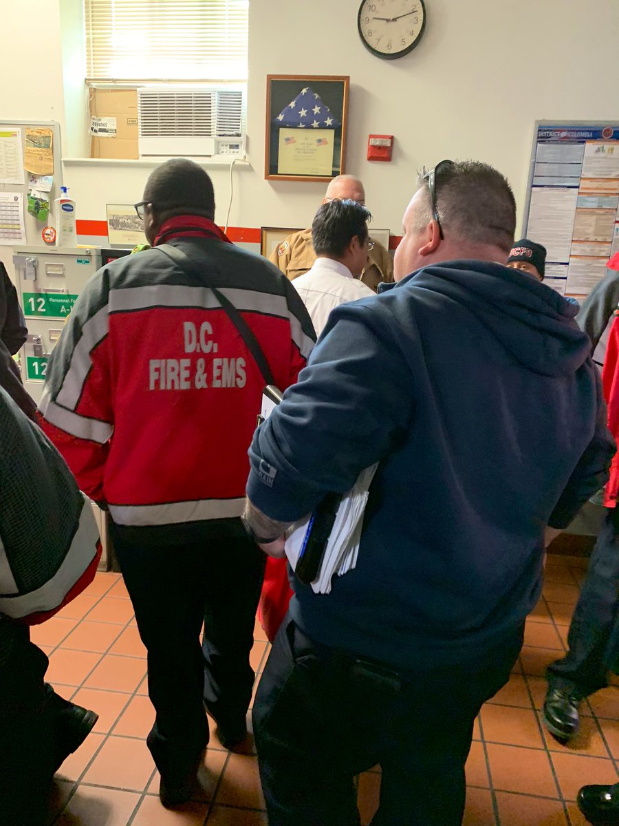 dcfireems's tweet image. Members of our Fire Prevention Division gather at the @Tenleytown411 firehouse for briefing and assignments as they prepare to hit the  neighborhood streets for the monthly “All Hands on Fire Prevention.” #DCsBravest