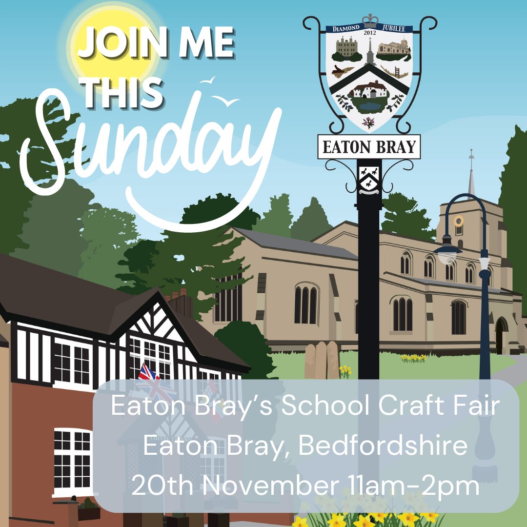 JOIN ME - THIS SUNDAY! 

Eaton Bray’s School #CraftFair
#EatonBray, #Bedfordshire
20th Nov 11am-2pm

#whatsonbeds #whatson #thisweekend #thissunday #shoplocal #shopsmall #EatonBraySchool #travelprint #travelart #railwayprint #railwayposter #graphicdesign