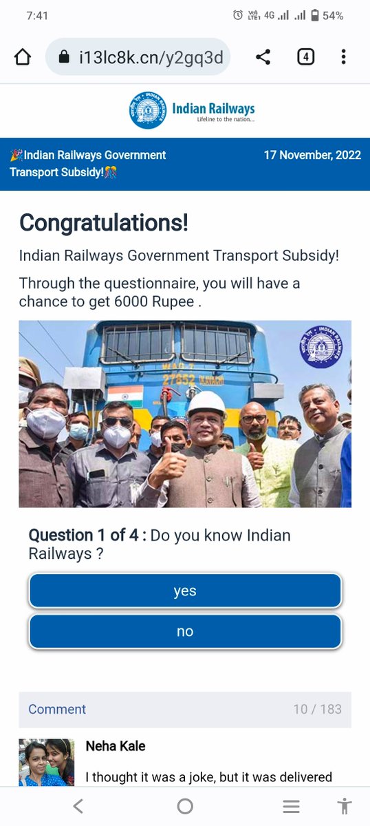 <a href="/RailMinIndia/">Ministry of Railways</a> What it's true