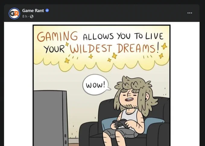 Welp, facebook @GameRant reposted my art yet again without asking or crediting whatsoever. It's the second time this happens.

The irony of this post being by FAR their most popular one in their recent posts adds salt to the wound.

No wonder I don't draw as much comics online. 