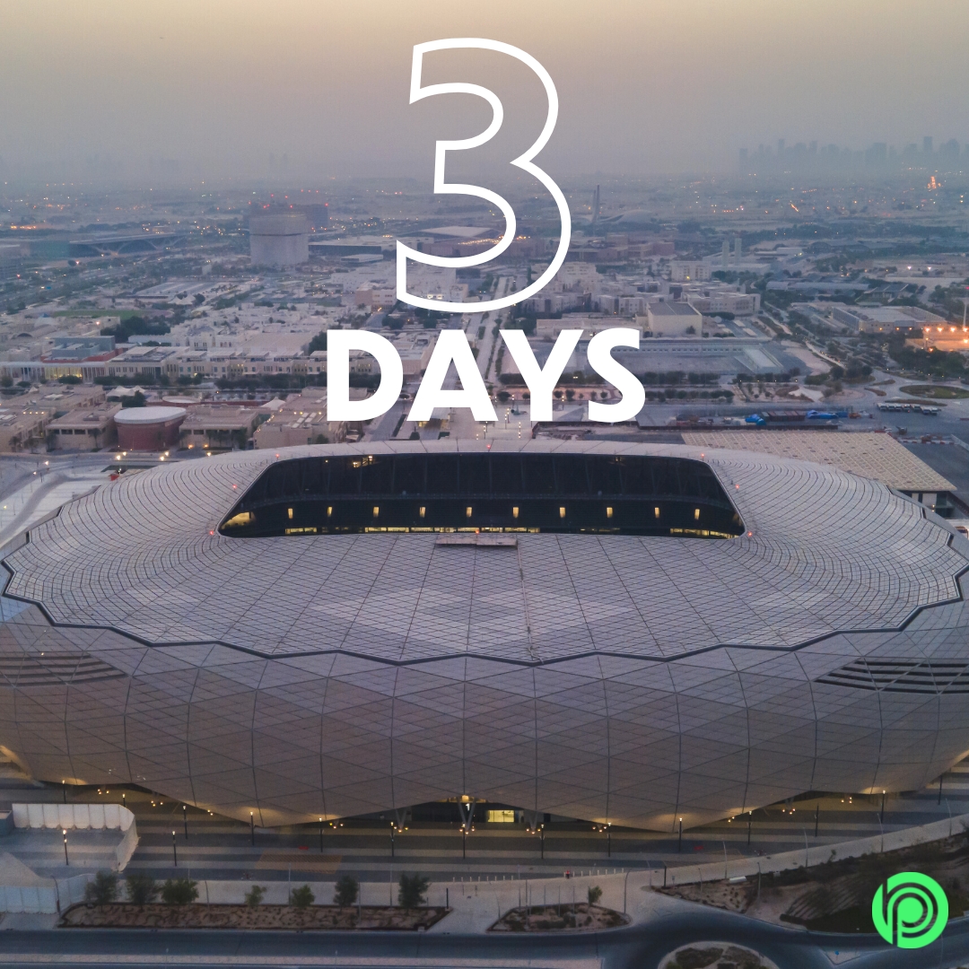 3 DAYS TO GO! 🤩 This Sunday marks the start of the FIFA World Cup 2022! One of the many impressive stadiums that we'll see during the tournament is the Education City Stadium. Find out more about this Qatari stadium, and all the others, over on our FB and IG! See you there 😉