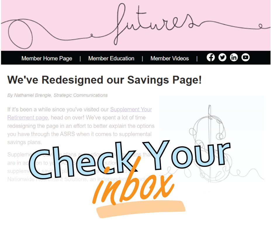 The latest edition of "Futures" was sent to your email today. You can also check it out by clicking this link: 
ow.ly/UcUR50LHas4
#ASRS #Retirement #Pension